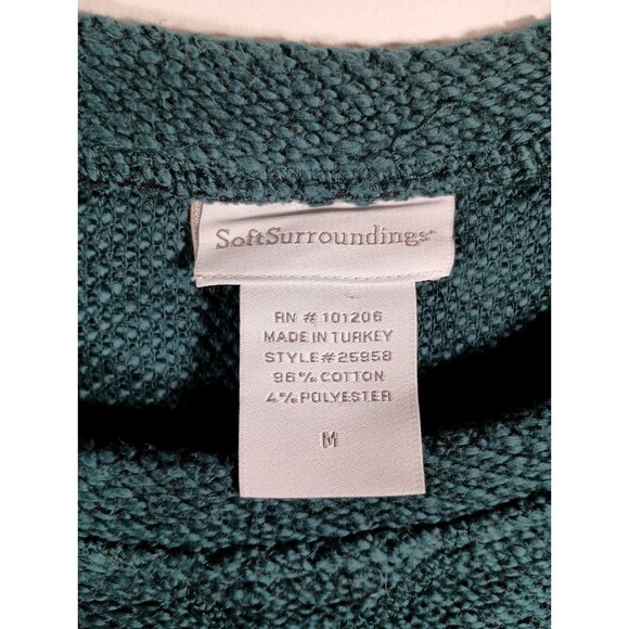 Soft Surroundings Womens Teal Faux Suede Shoulder Tunic Sweater Size Medium - Picture 2 of 7